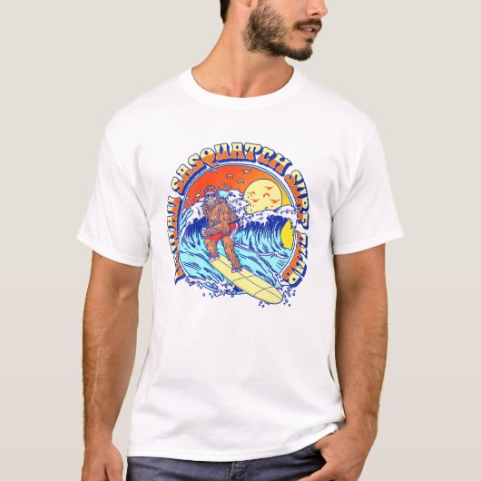 T-shirt Hawaii Sasquatch Surf Club Funny Retro Surf Big (Devant)