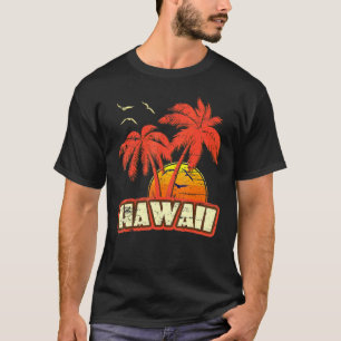 T-shirt Hawaii Summer Palm Trees 80s Beach Sunset