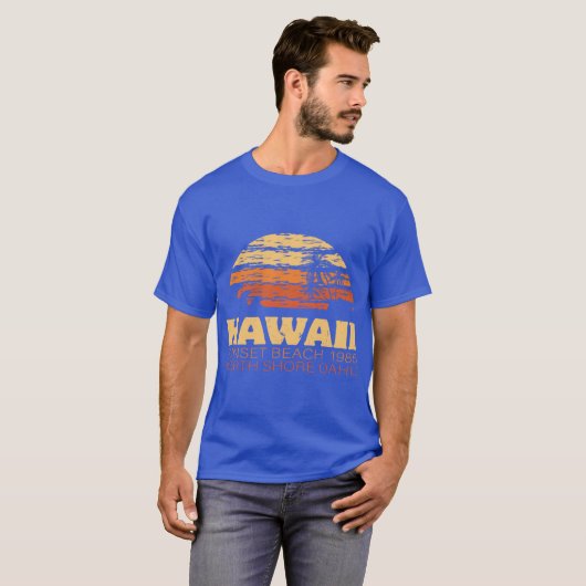 T-shirt Hawaii Sunset Beach 1985 (Devant entier)