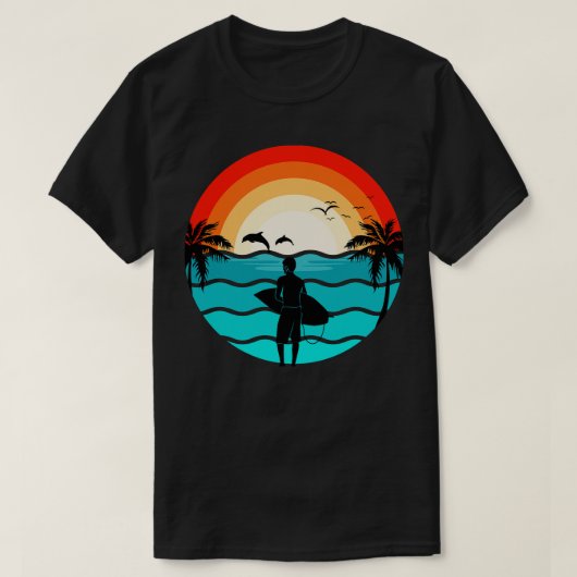 T-shirt Hawaii Surf Retro Illustration Surfer (Design devant)