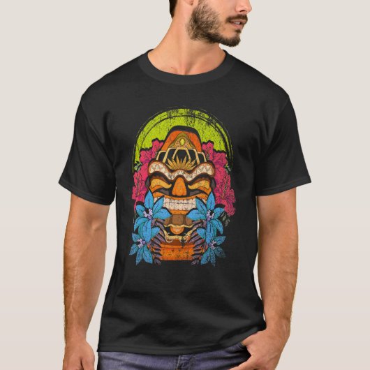 T-shirt Hawaii Totem Hawaiian Tiki Masque Polynésien Statu (Devant)