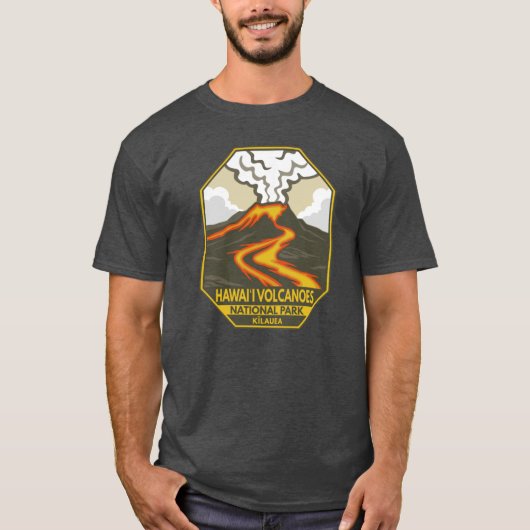 T-shirt Hawaii Volcanoes National Park Kilauea Retro Emble (Devant)