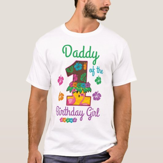 T-shirt Hawaiian aloha Daddy of the First Birthday (Devant)