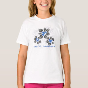 T-shirt Hawaiian Holly Hanoukka Blue Floral