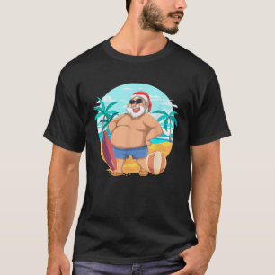 T-shirt Hawaiian Summer Funny Père Noël Tropical Christa