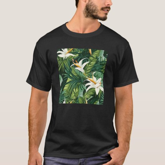 T-shirt Hawaiian Tropical Motif Leaf Beach Vacati (Devant)