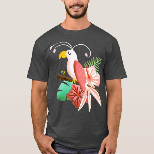 T-shirt Hawaiian Tropical Parrot Cockatiel Bird Island (Devant)