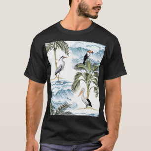 T-shirt Hawaiian vintage, motif d'été fleuri.