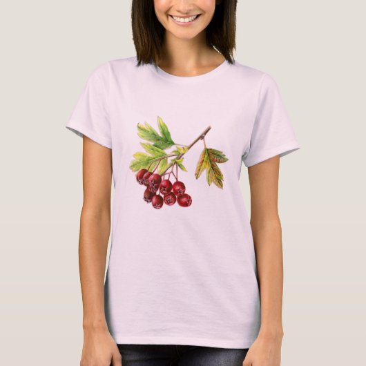 T-shirt Hawthorn botanique fine art automne baies (Devant)