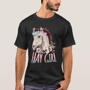 T-shirt Hay Girl Horse & Fleurs Horseback équitation Flora