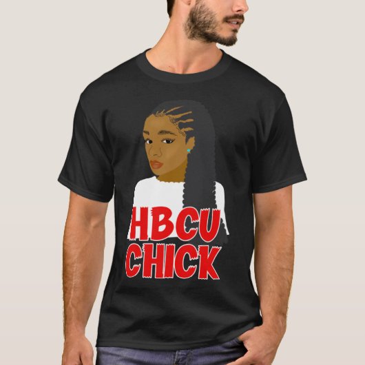 T-shirt HBCU Chick Red et White Braids Grad ou étudiant (Devant)