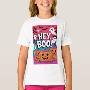 T-shirt Hé Boo ! Chemise d'Halloween fantôme mignonne pour
