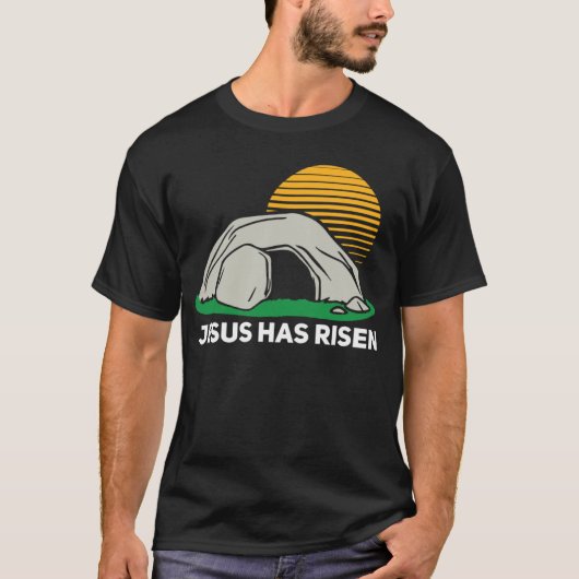 T-shirt He Has Risen Easter Sunday Cave Jesus Christian Fa (Devant)