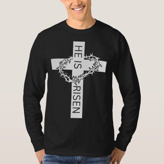 T-shirt He Is Risen Easter Day Jesus Cross Religious Chris (Devant)