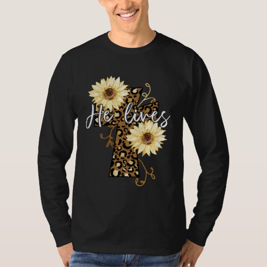 T-shirt He Lives Happy Easter Day Jesus Cross Religious Ch (Devant)
