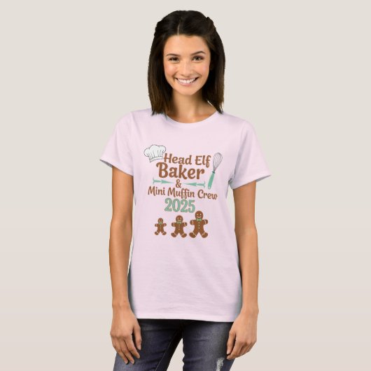 T-shirt Head Elf Baker & Mini Muffin Crew 2025 (Devant entier)