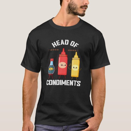 T-shirt Head Of Condiments Funny Ketchup Mustard Sauce BBQ (Devant)
