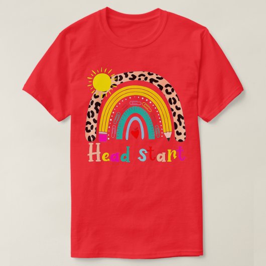 T-shirt Head Start enseignant Leopard Rainbow Head Start T (Design devant)