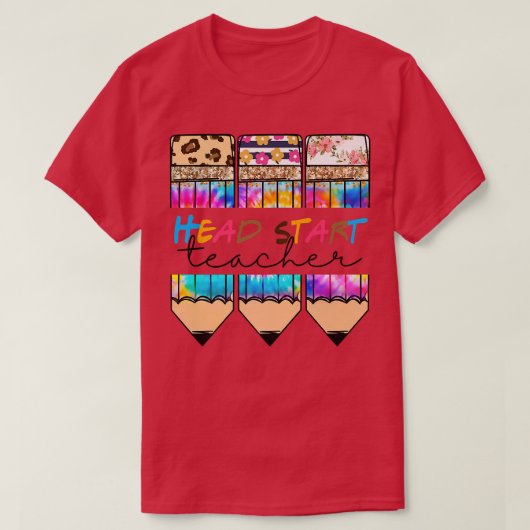 T-shirt Head Start Enseignant Leopard Tie Dye Pencil Retou (Design devant)
