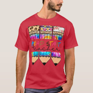 T-shirt Head Start Enseignant Leopard Tie Dye Pencil Retou