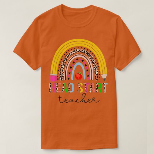 T-shirt Head Start Teacher Back To School Rainbow Leopard (Design devant)