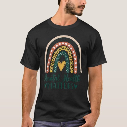 T-shirt Health Matters Leopard Boho Rainbow Award (Devant)