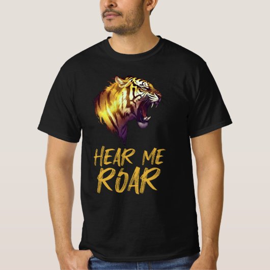 T-shirt Hear Me Roar, Tiger Head Graphic (Devant)