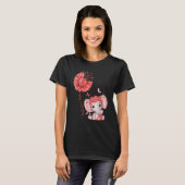 T-shirt Heart Disease Cute Elephant With Sunflower And Red (Devant entier)
