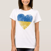 T-shirt Heart Distressed Ukraine Flag, Country Pride (Devant)