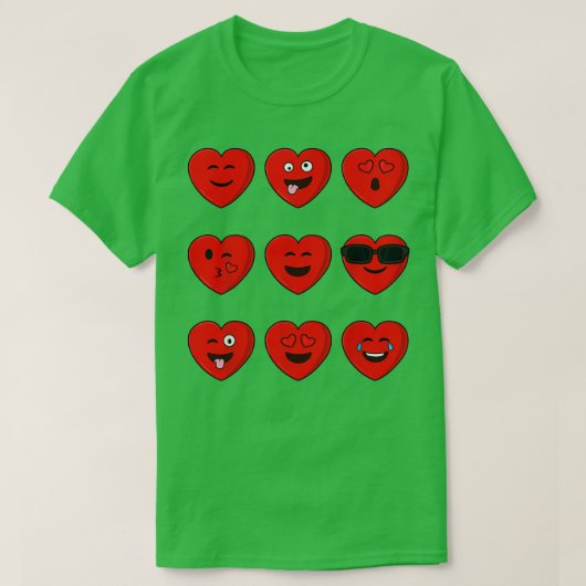 T-shirt Heart Emojis Valentines Day Emoticons (Design devant)