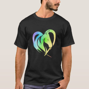 T-shirt Heart Graphic Horse Lover Chevaux équestres