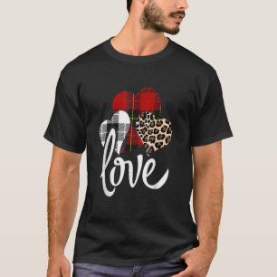 T-shirt Heart Love Leopard Buffalo Plaid Valentines Day W
