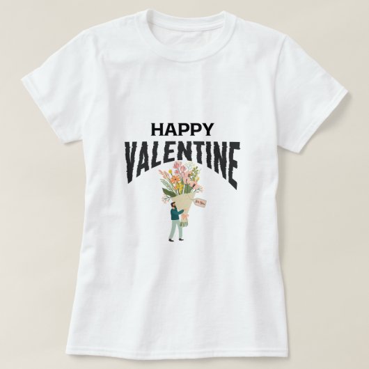 T-shirt Heart Love Man with flowers Artsy Valentine's Day (Design devant)