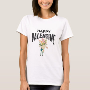 T-shirt Heart Love Man with flowers Artsy Valentine's Day