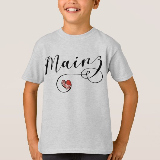 T-shirt Heart Mainz Drapeau, I Love Mainz, Meenz (Devant)