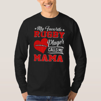 T-shirt Heart Mon Joueur De Rugby préféré m'appelle maman