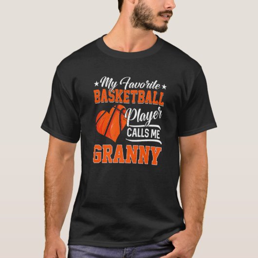 T-shirt Heart My Favorite Basketball Player Calls Me Grann (Devant)