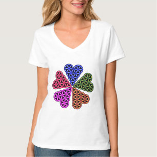 T-Shirt - 'Heart of Life x5', 3D, kleurrijk.