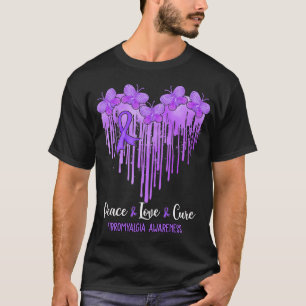 T-shirt Heart Peace Love Cure Fibromyalgie Sensibilisation