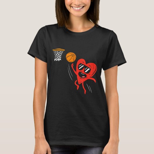 T-shirt Heart Playing Basketball Cute Valentines Day Srts (Devant)