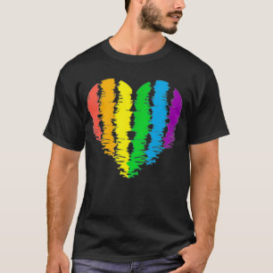 T-shirt Heart Rainbow Colors Minimalistic Pocket