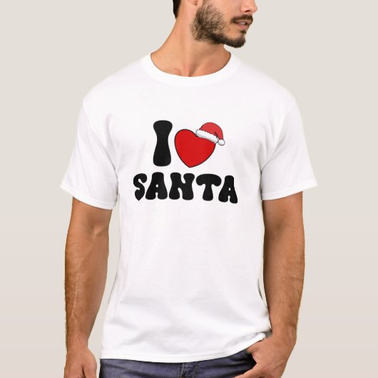 T-shirt Heart Santa Christmas Santa Hat (Devant)