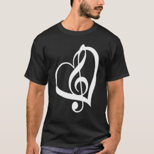 T-shirt Heart Shape Musical Notes Amateurs de musique Cade