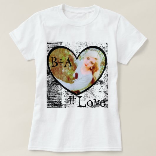 T-Shirt, Heart Shape Photo Insert T-shirt (Design voorkant)