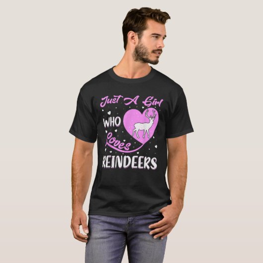 T-shirt Heart Shape Reindeer Just A Girl Who Loves Reindee (Devant entier)