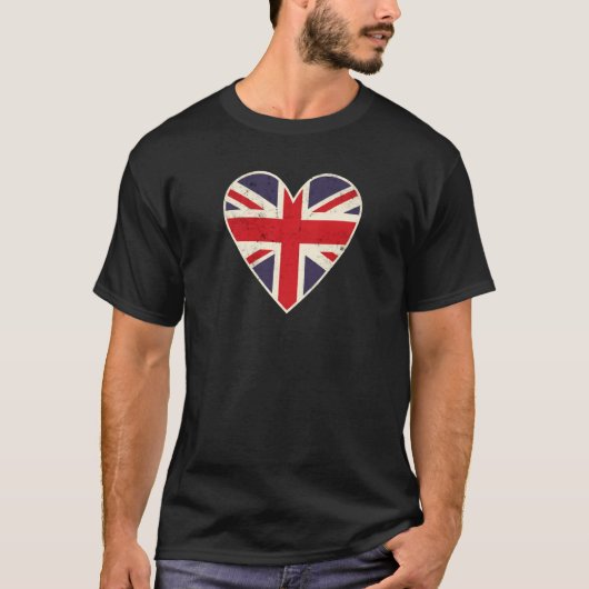 T-shirt Heart Shaped British Union Jack Flag (Devant)
