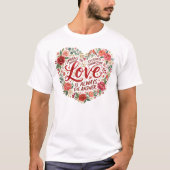 T-shirt Heart-Shaped Floral Typography (Devant)
