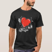T-shirt Heart Skateboard Valentines Day Cool Love Skate Sk (Devant)