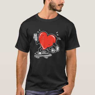T-shirt Heart Skateboard Valentines Day Cool Love Skate Sk