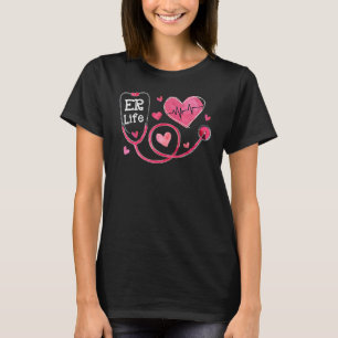 T-shirt Heart Stéthoscope Heartbeat ER Life Nurse Valentin